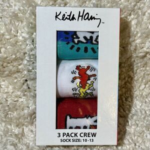Keith Haring Adult 3 Pk Multicolor Crew Polyester Rainbow Motif Sock Set 10-13
